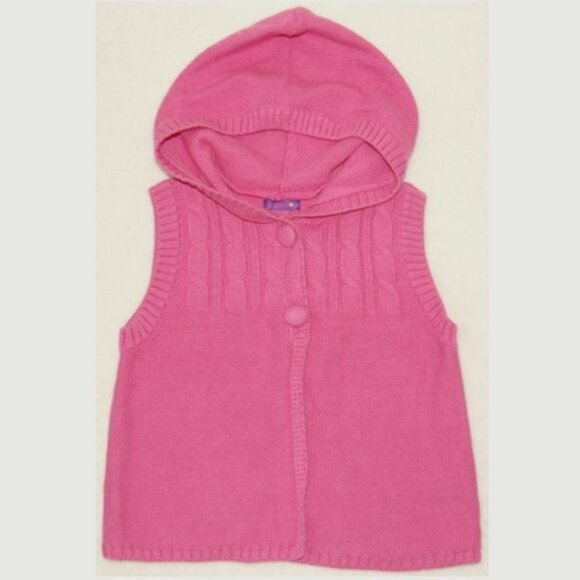 Macy's Greendog Girls Size 6, Pink Knit Hooded Vest - Picture 1 of 3